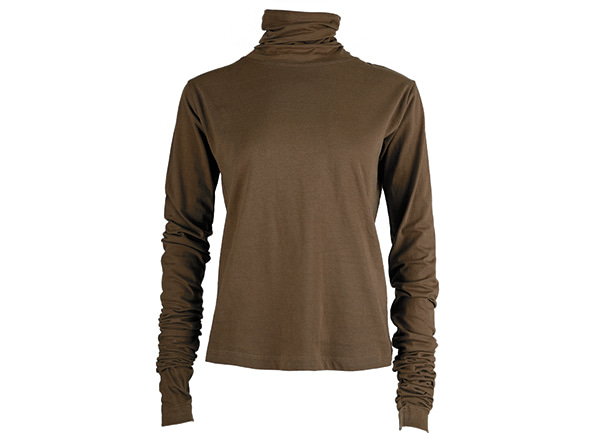 HIGH QUALITY LINE - Roll-neck Cotton Top - Brown