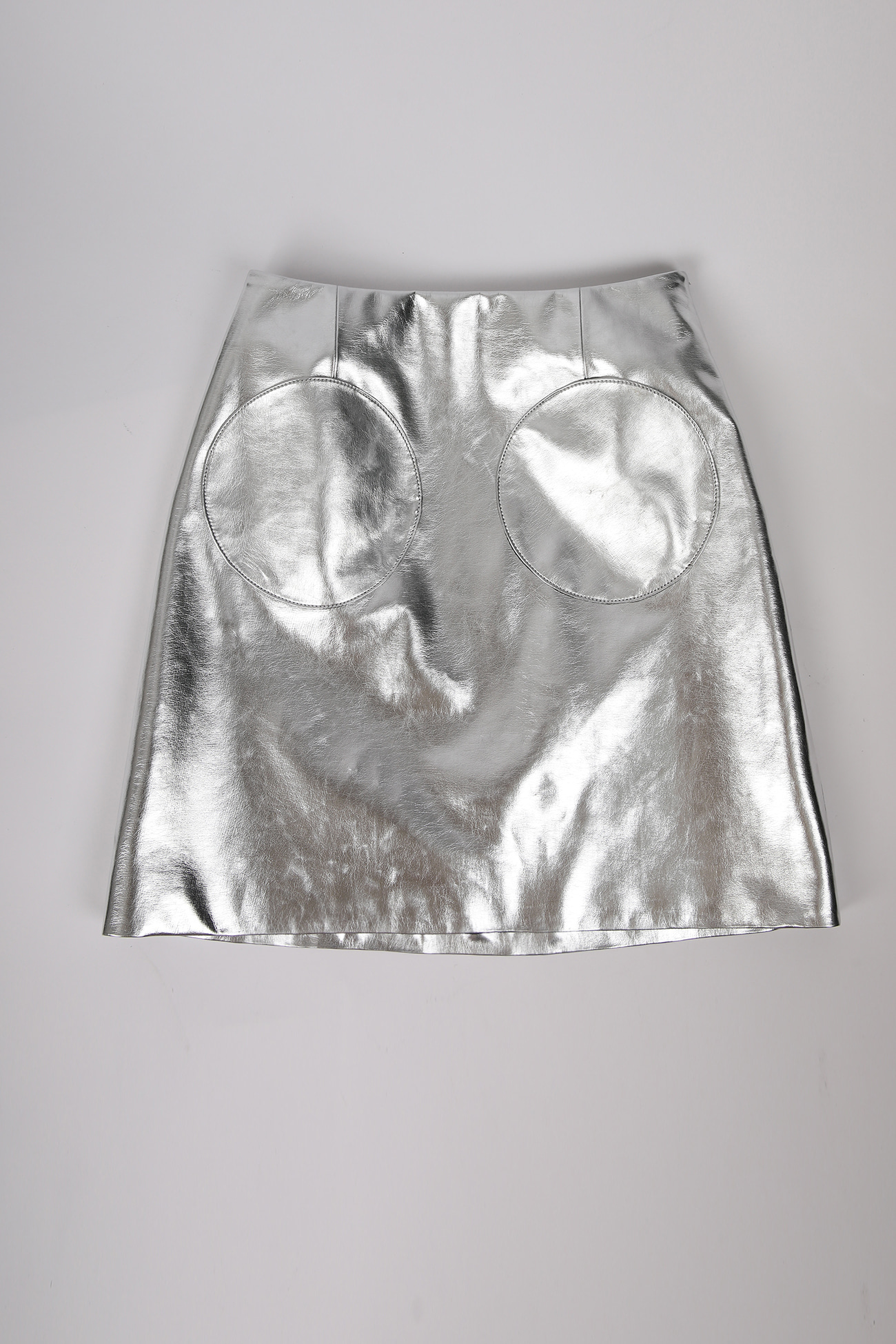 HIGH QUALITY LINE - SILVER FAUX LEATHER SKIRT 2019