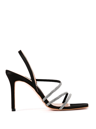 Tiffany sandal (5cm,7cm,9cm)  - black italy silk