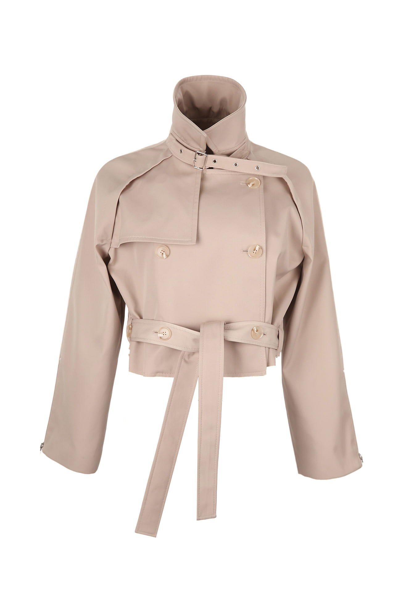 HIGH QUALITY LINE - Double Breasted Short Trench (BEIGE)