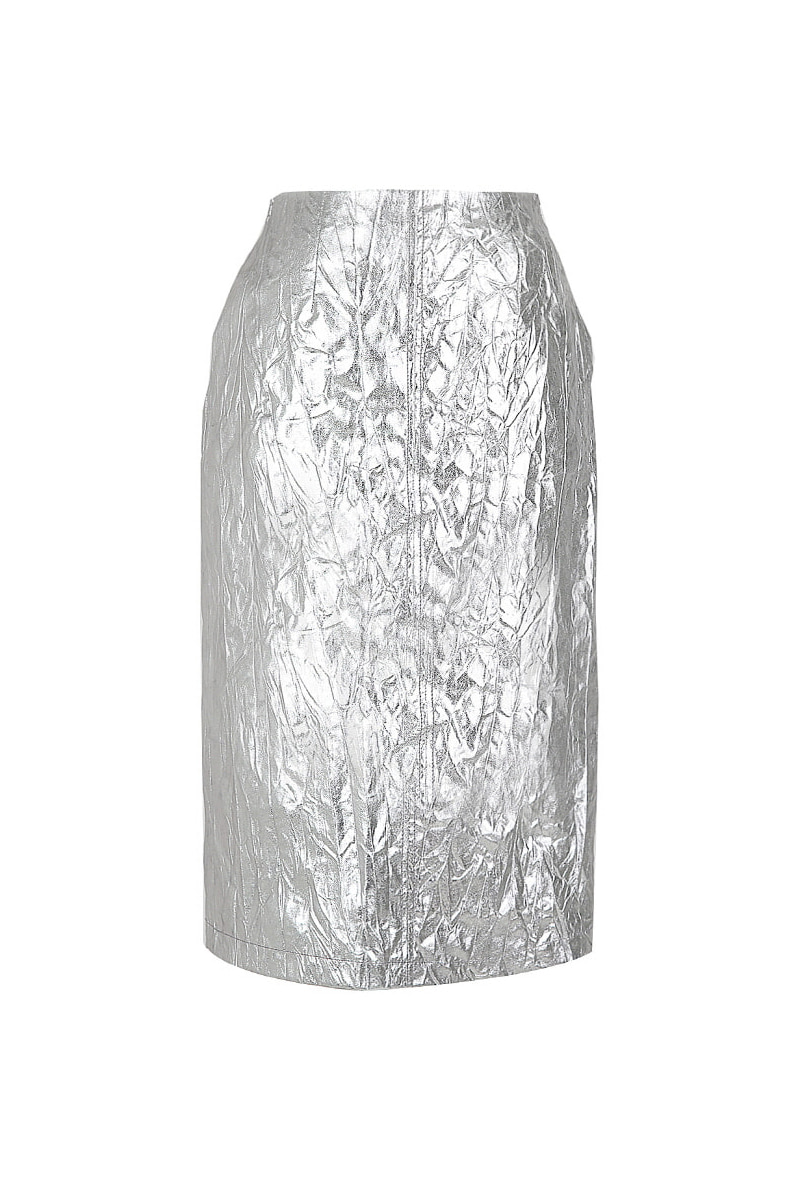 HIGH QUALITY LINE - SILVER LEATHER SKIRT 2019