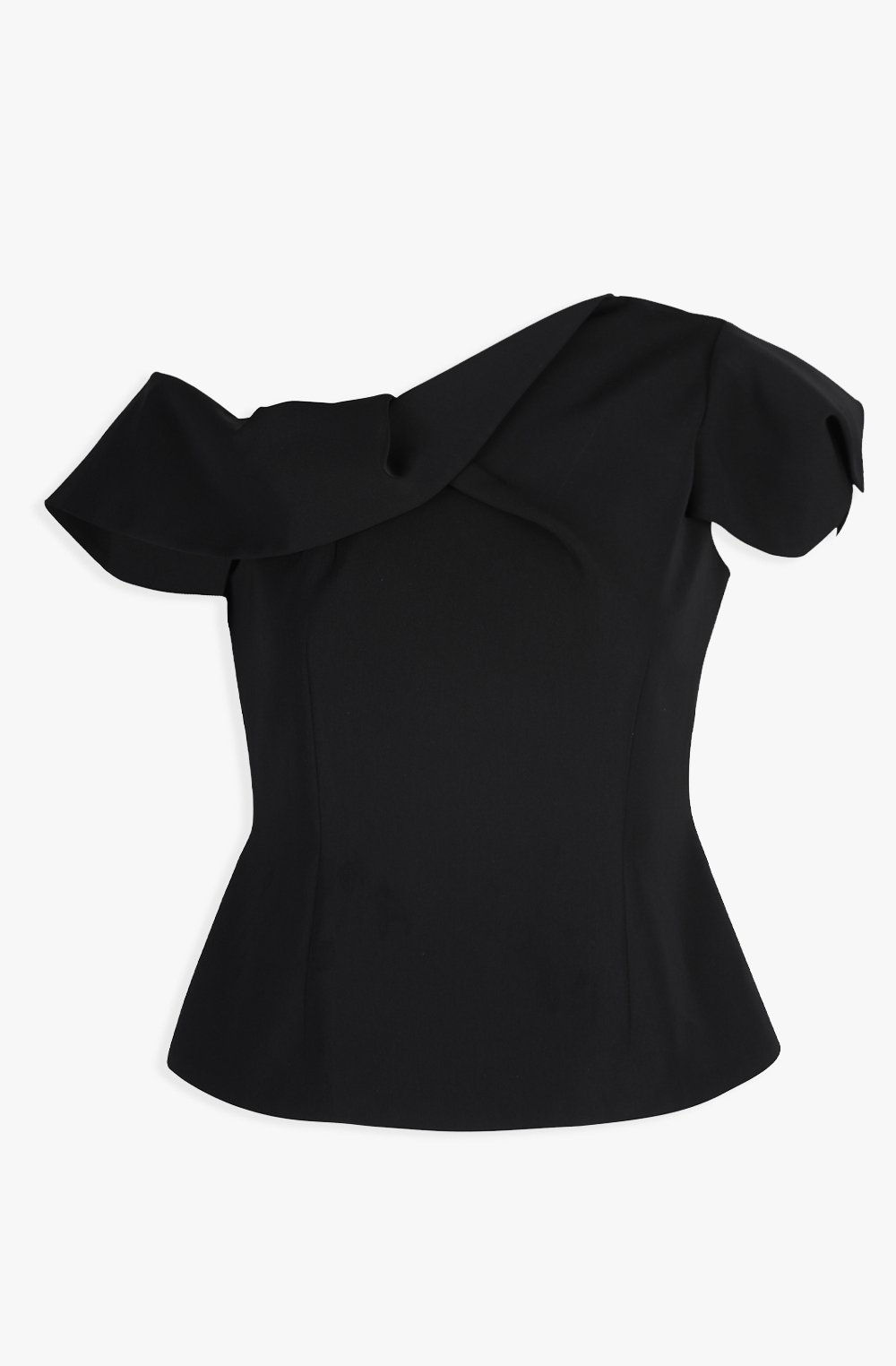 2ND / HIGH QUALITY LINE - One Shoulder Draped Blouse (BLACK)