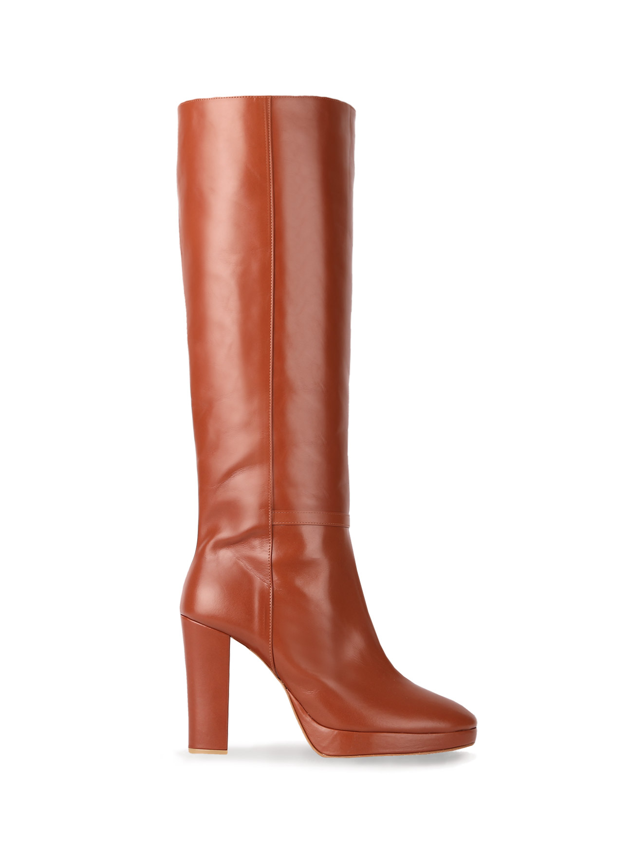 70&#039; KATE LEATHER KNEE BOOTS - AMBER BROWN