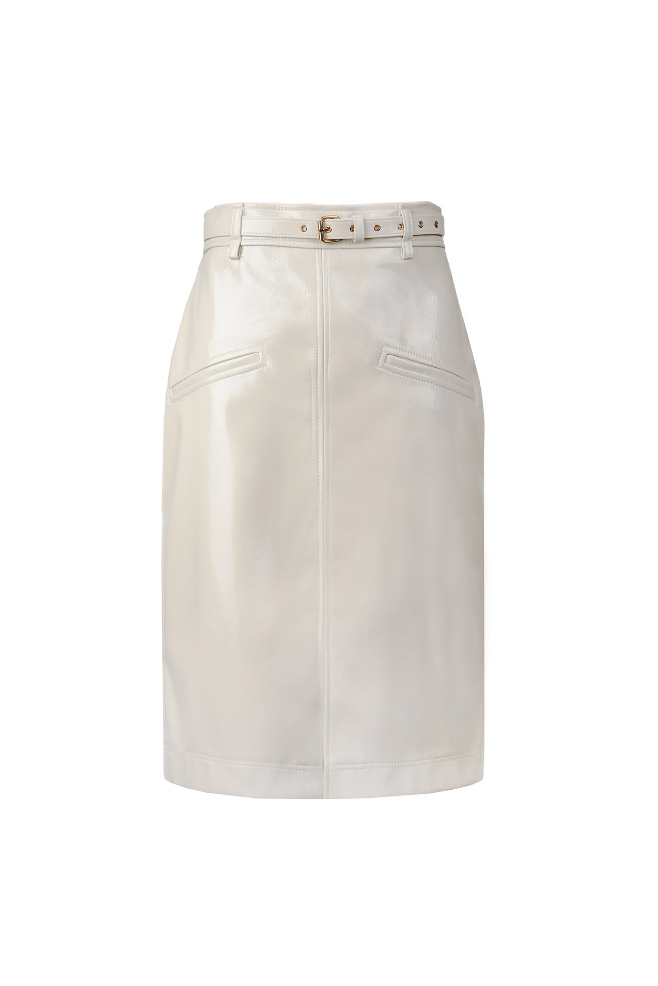 HIGH QUALITY LINE - BELTED SKIRT (IVORY)