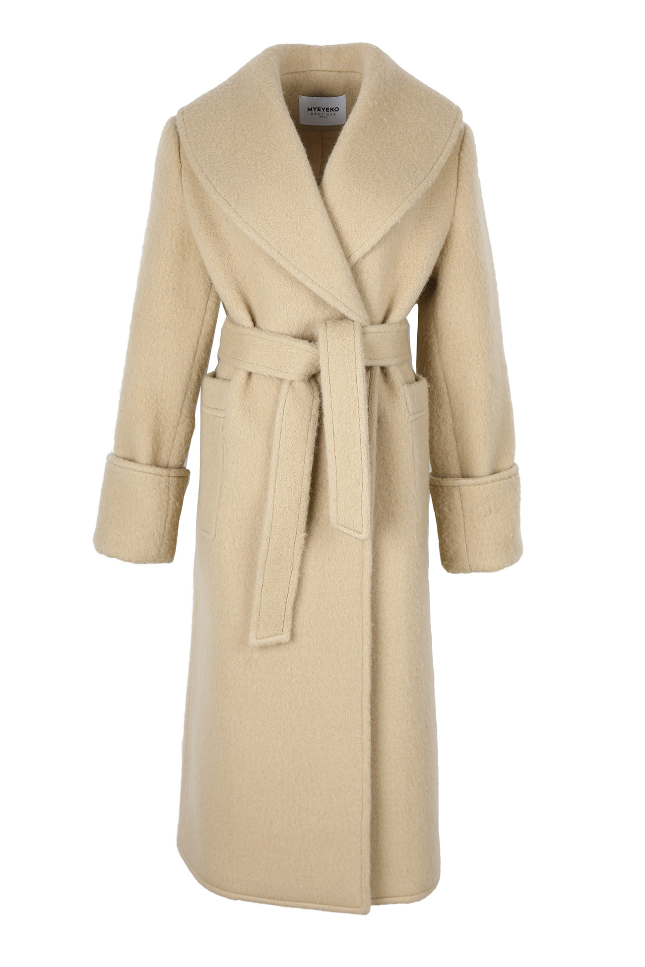 HIGH QUALITY LINE - Shawl Collar Boucle Coat (Butter Beige)
