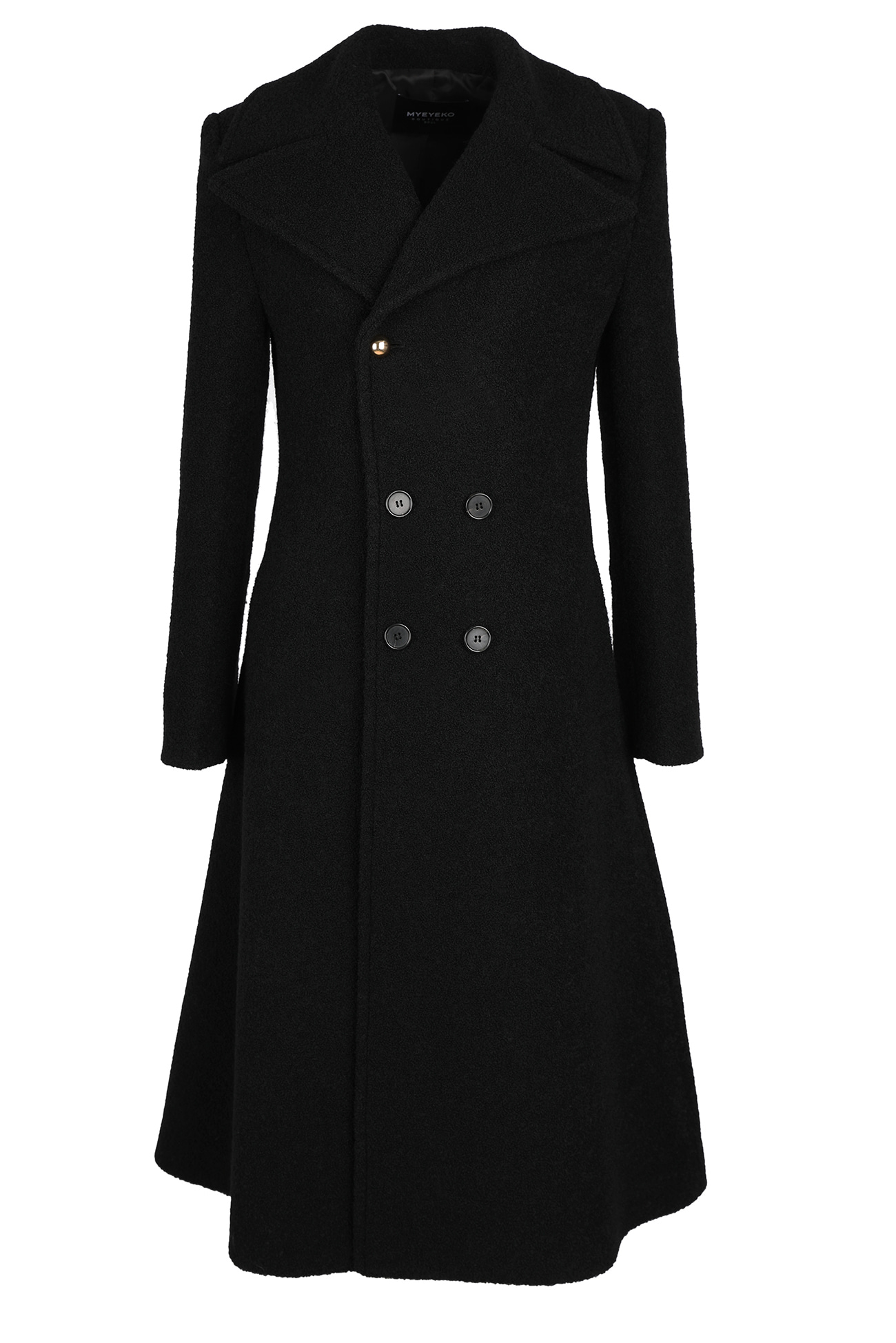 HIGH QUALITY LINE - Double Breasted Wool A-line Coat In Black (BY. Japan Fabric style M)