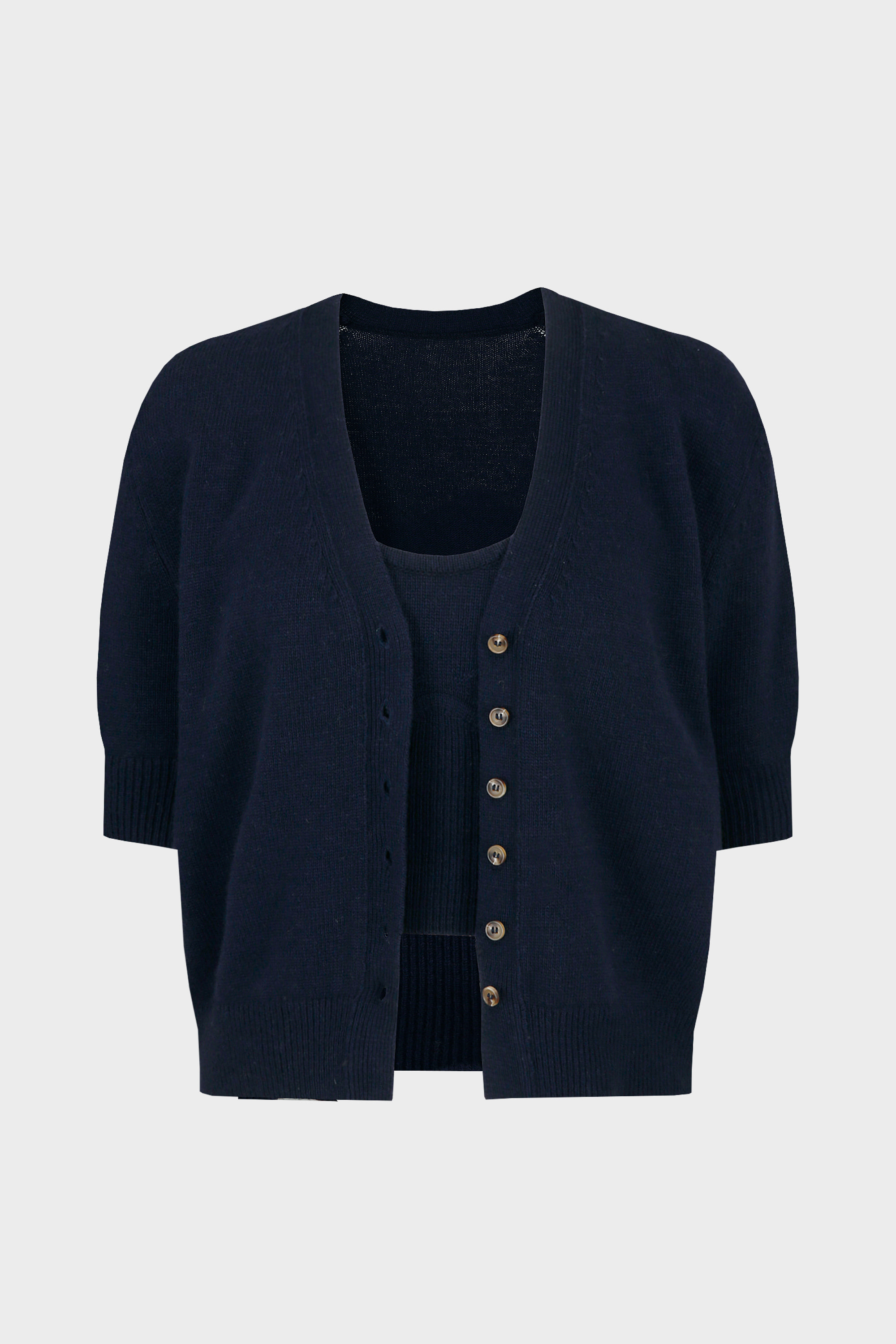HIGH QUALITY LINE - KNIT BRALETTE AND CARDIGAN SET (NAVY)