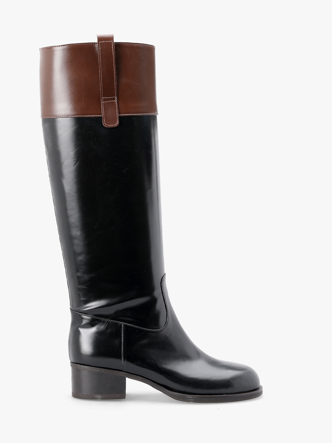 MONTAIGNE RIDING LEATHER BOOTS (BLACK &amp; BROWN)