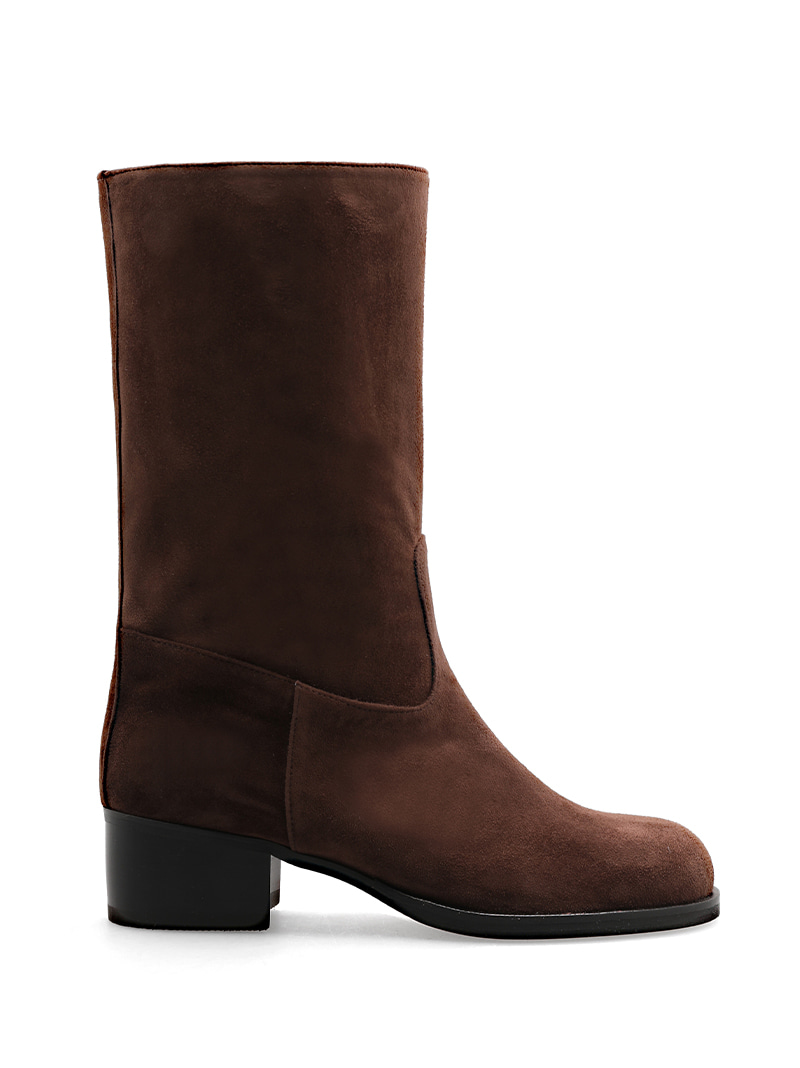 MONTAIGNE MID RIDING BOOTS - CHOCO BROWN SUEDE
