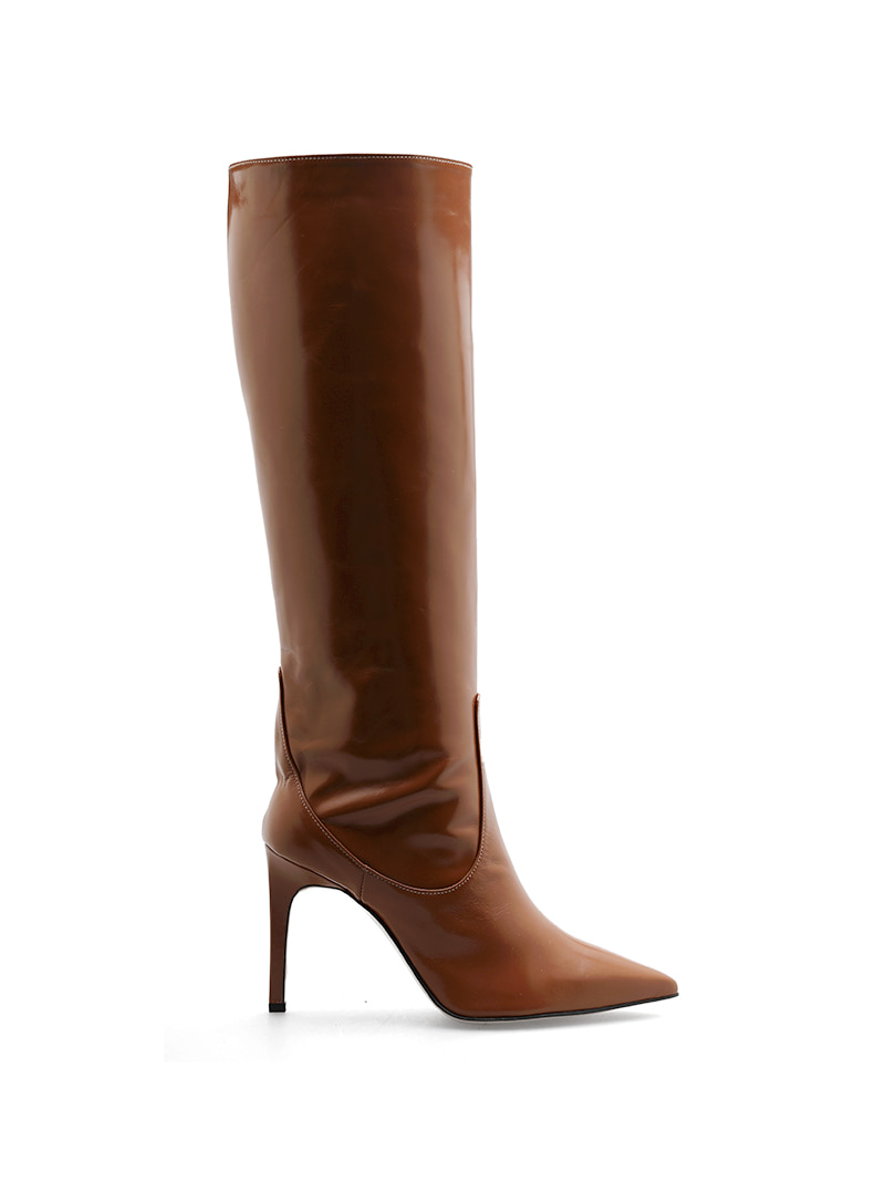 DIANE Pointed-Toe LEATHER BOOTS - CAMEL