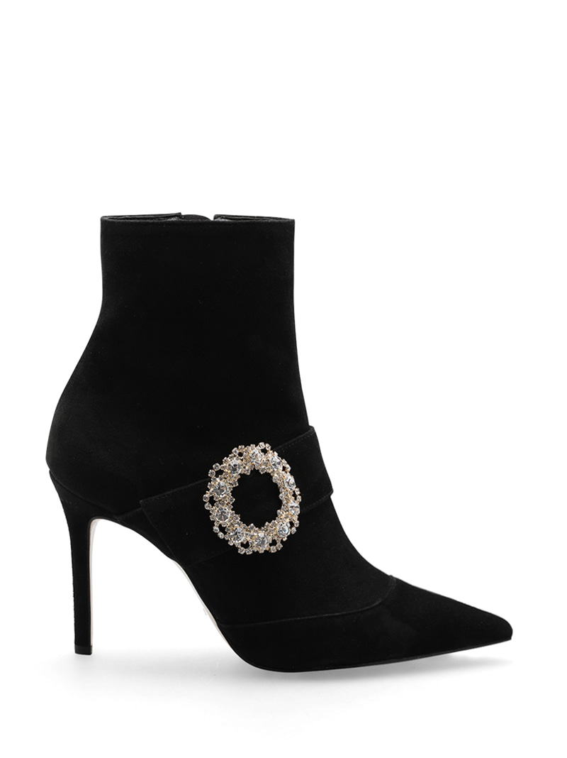 CLASSIC GRACE EMBELLISHED BOOTS - BLACK SUEDE