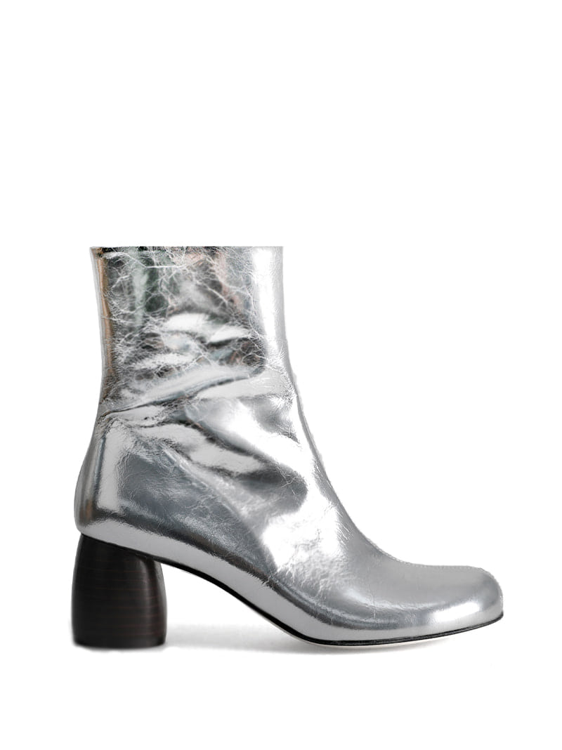 MURPHY LEATHER ANKLE BOOTS - METALLIC SILVER (6CM)