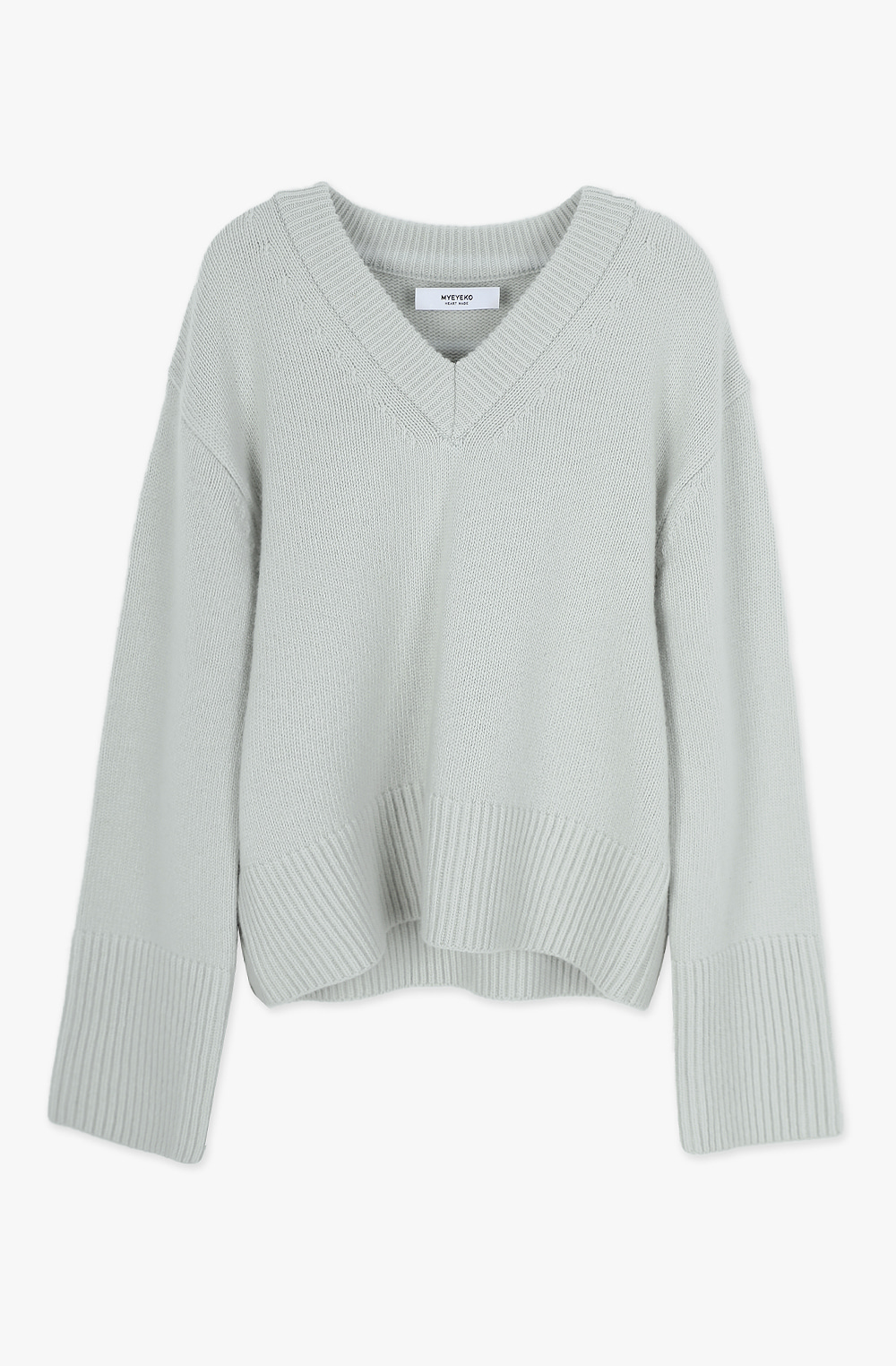 HIGH QUALITY LINE - MYEYEKO 23 Capsule Collection / Yves V-neck Merino Wool &amp; Cashmere Sweater (CREME MINT)