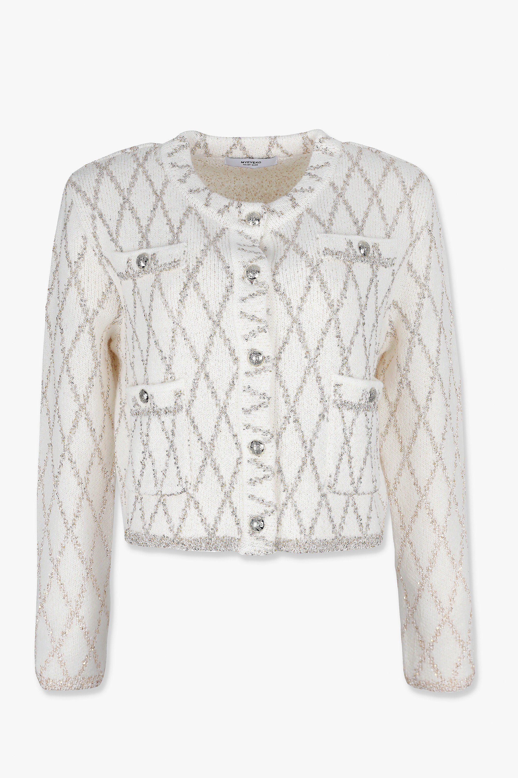 HIGH QUALITY LINE - MYEYEKO 23 SPRING COLLECTION / SEQUIN DIA KNIT JACKET (IVORY)