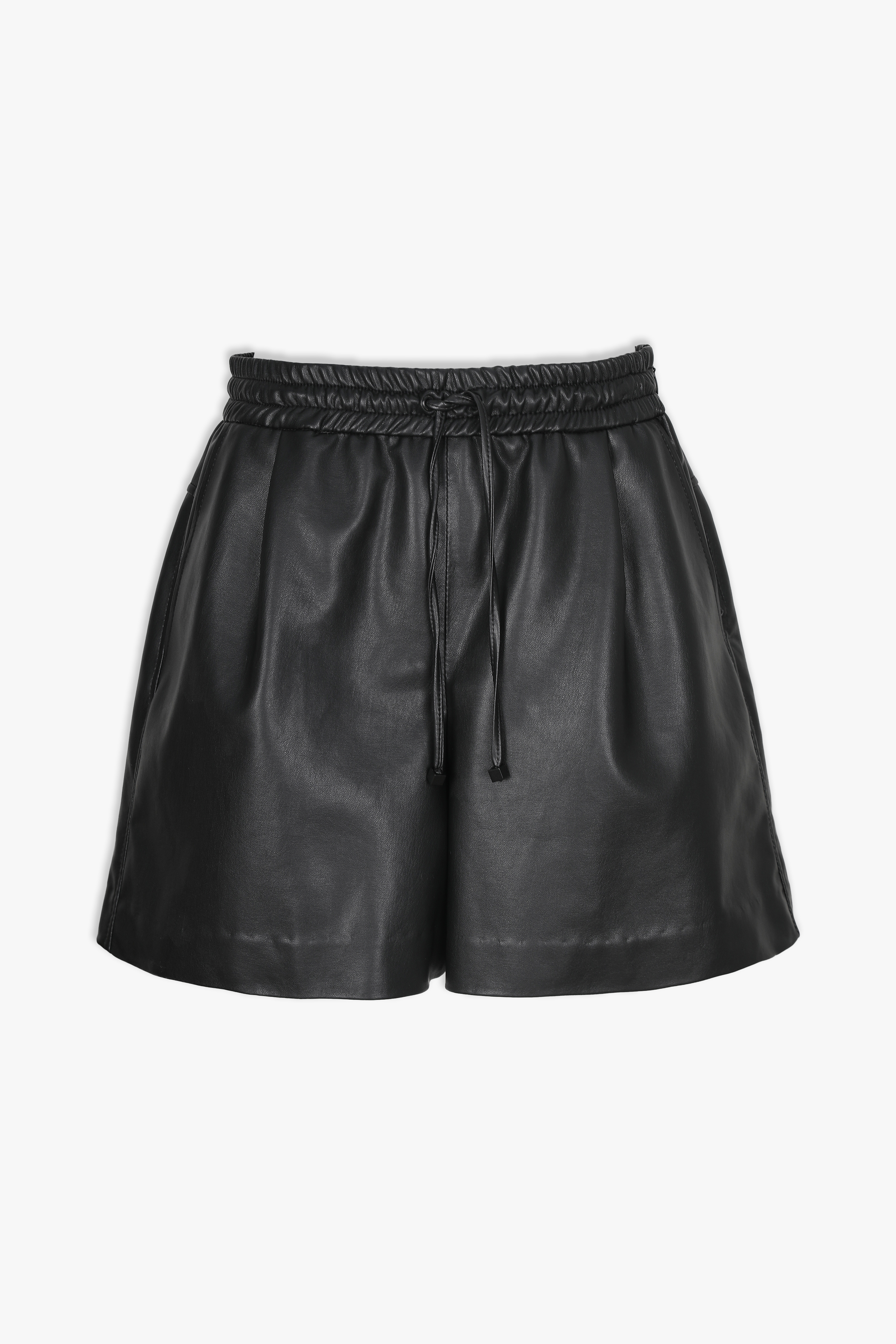 HIGH QUALITY LINE - MYEYEKO 23  SPRING COLLECTION / FAUX-LEATHER WIDE SHORTS