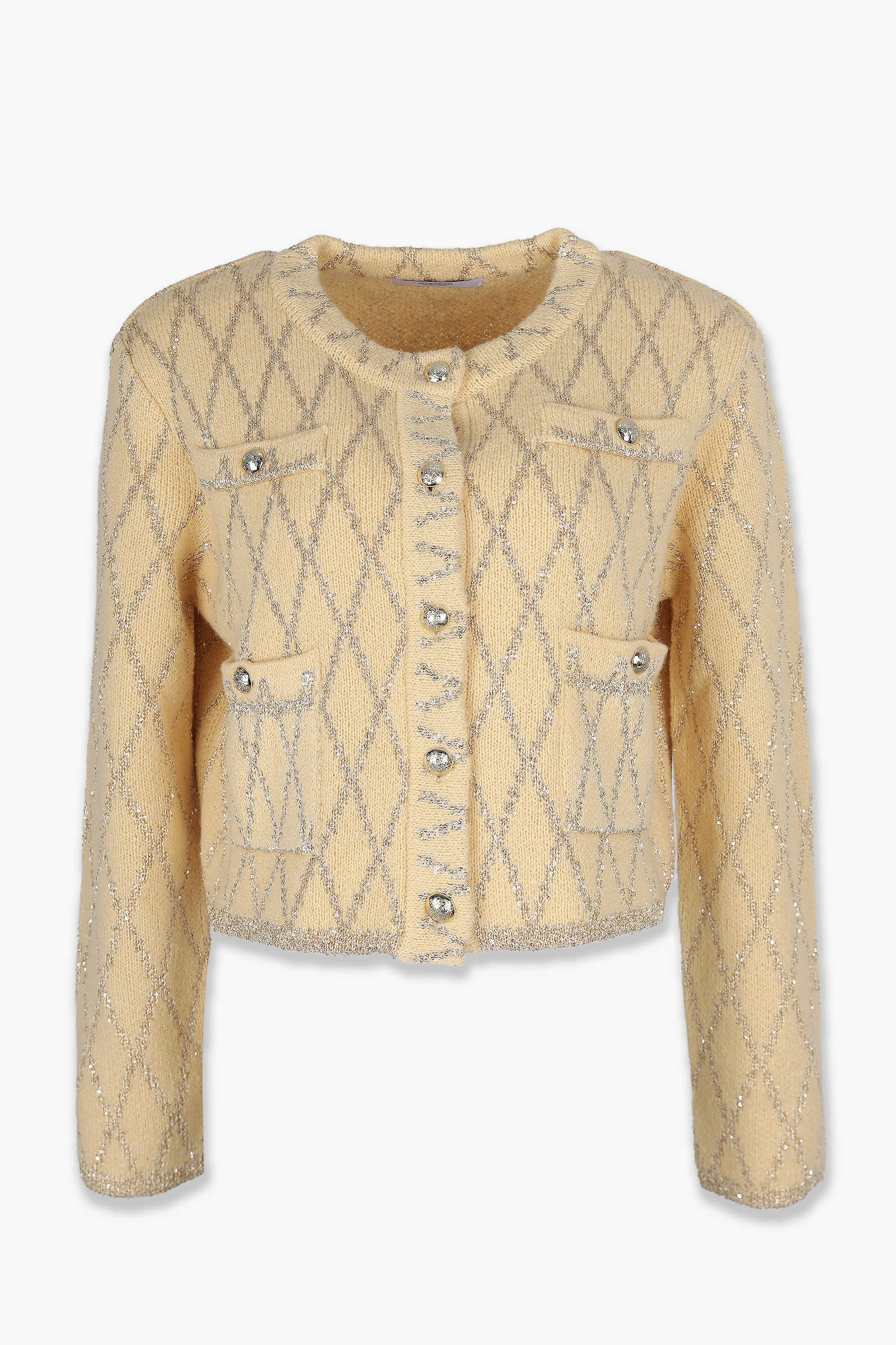 HIGH QUALITY LINE - MYEYEKO 23 SPRING COLLECTION / SEQUIN DIA KNIT JACKET (BUTTER YELLOW)