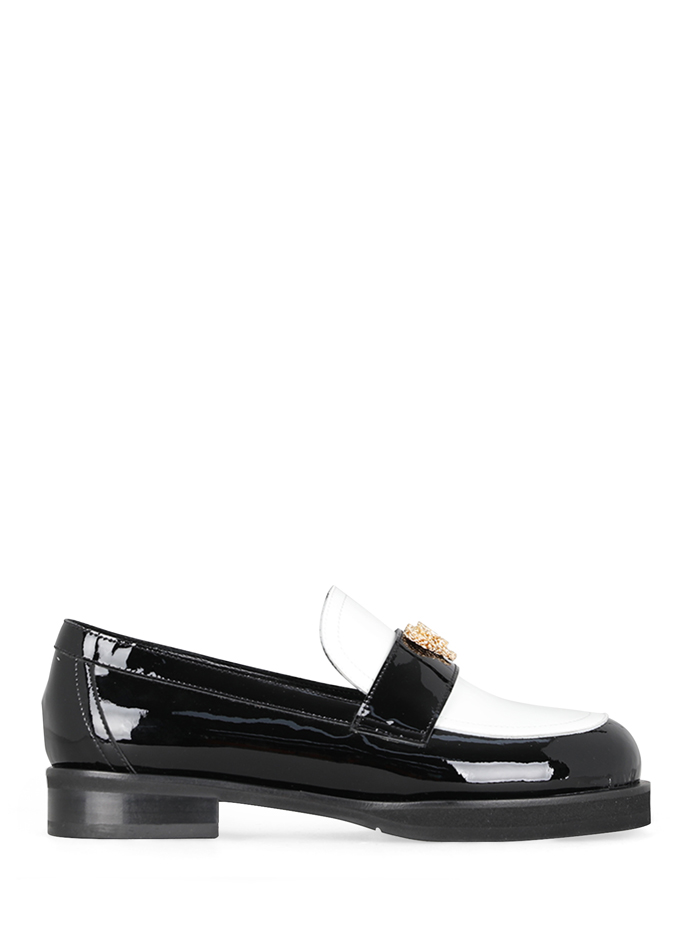 LOVE PATENT LEATHER LOAFERS - BLACK &amp; WHITE