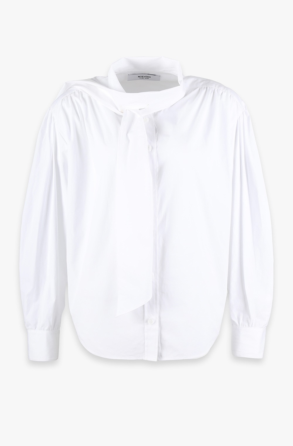 HIGH QUALITY LINE - Lily Tie-neck Cotton Shirt (WHITE)