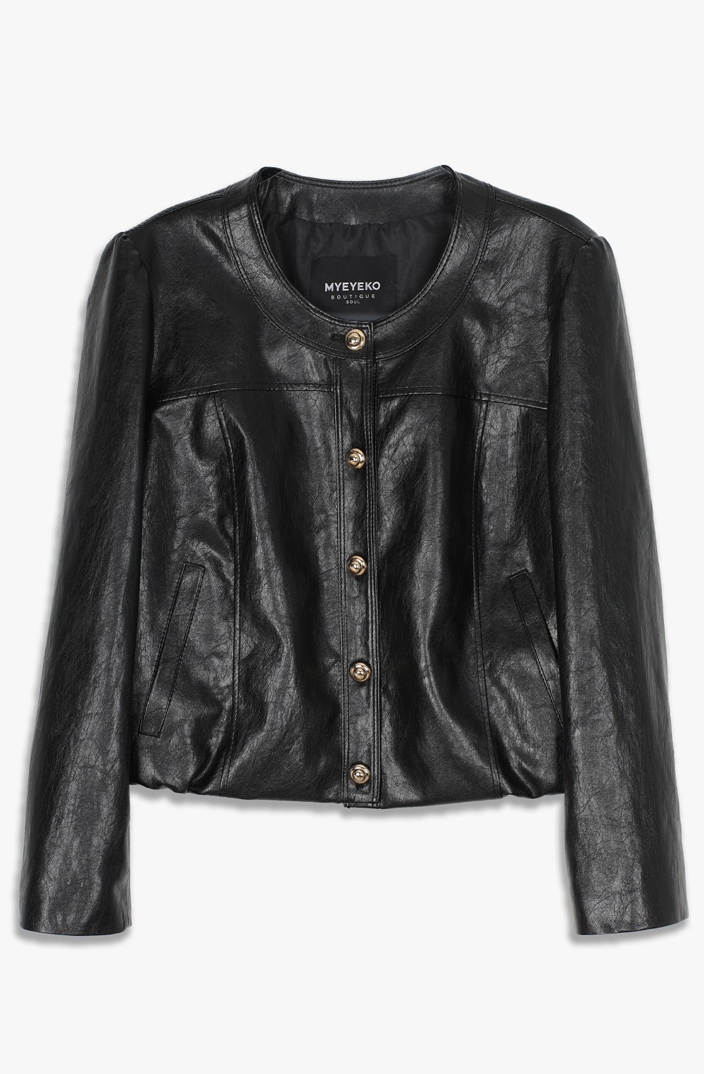HIGH QUALITY LINE - Roe Black Faux-Leather Jacket